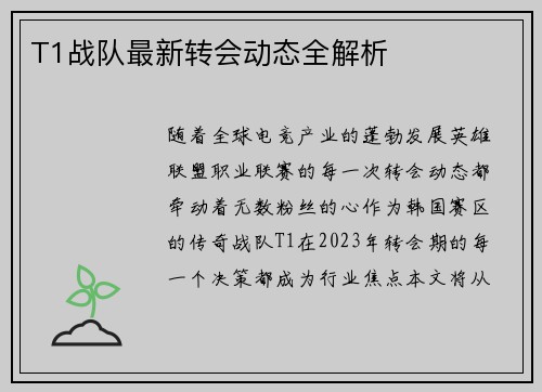 T1战队最新转会动态全解析